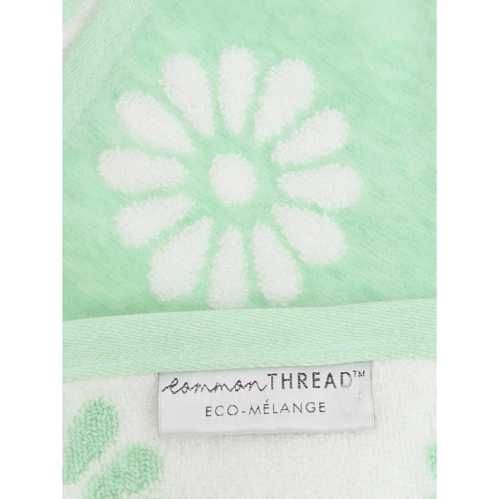 Common Thread Eco Melange White Daisy Mint Green Zero Twist Cotton Towel Set x6
